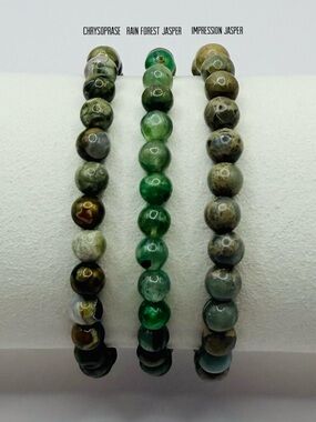 Serenity Emotional Healing Chrysoprase,Rain Forest & Impression Jasper Bracelets